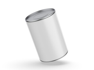 Food sealed tin can mockup on isolated white background. 3D illustration