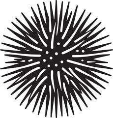 Obraz premium Sea urchin silhouette vector EPS, ideal for marine biology designs, ocean life themes, underwater illustrations, and educational graphics.