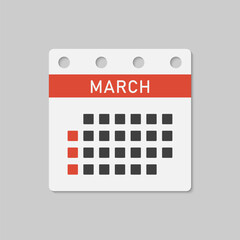 Vector template icon page calendar, month March