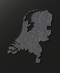 Map Netherlands silver sequin, glitter, sparkle