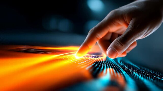 Touching a Glowing Abstract Surface