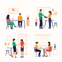 Diverse Business People in Office Meeting and Collaboration Scenes