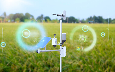 Agriculture technology with weather station with digital graphic interface