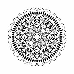 Geometric mandala design with black and white background
