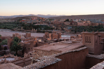 Obraz premium Ait Ben Haddou, a fortified clay building village west of Ouarzazate famous for being a movie backdrop, Morocco