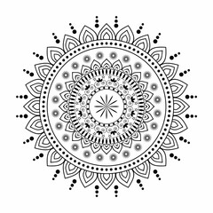 Geometric mandala design with black and white background