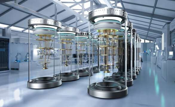 Quantum computer machines in shield capsules at laboratory