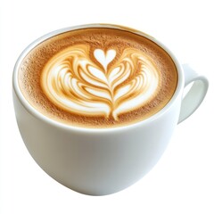 A cup of coffee with latte art beverage drink white.