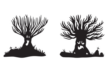 Halloween Horror Tree Silhouette Art

