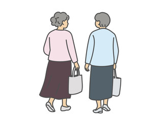 会話しながら歩く主婦