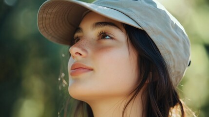Portrait of a Young Woman with Freckles in Nature's Soft Light