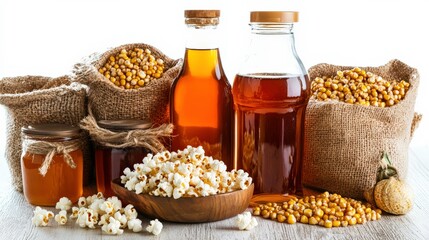 Vibrant Corn Products on White Background