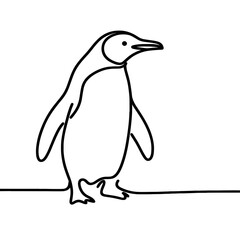Fototapeta premium Standing penguin in simple line drawing