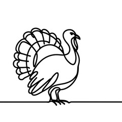 Turkey standing in single-line vector art