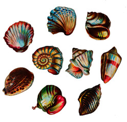 A set of nine vintage bookmarks circa 1900 die cut in the form of seashells