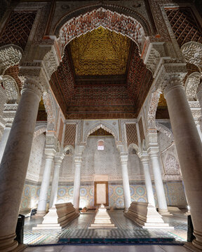 Interior of Saadian Tombs, a necropolis of the Saadian Dynasty in Marrakesh, Morocco