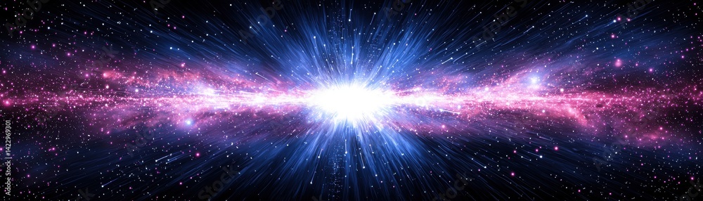 Poster cosmic biomechanical superstructure spanning light years through the universe with vibrant color dis