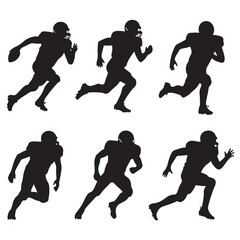 various set Vector silhouette of american football players for graphic resources