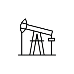 Oil rig icon featuring a simple and modern design, representing the oil extraction and drilling industry. Ideal for use in topics related to energy, petroleum production. Vector illustration