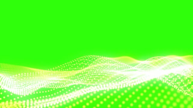 Abstract digital dot wave animation. Looping animated background made from trapcode form on the green background