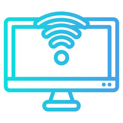 Wireless on a computer screen symbolizes Wireless connectivity; ideal for technology, internet,and virtual concept designs.