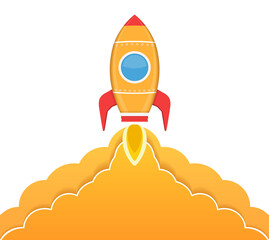 Orange rocket flying