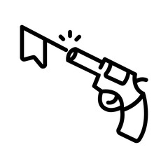 Vector black line icon for Prank gun