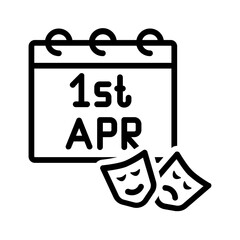 Vector black line icon for 1st april