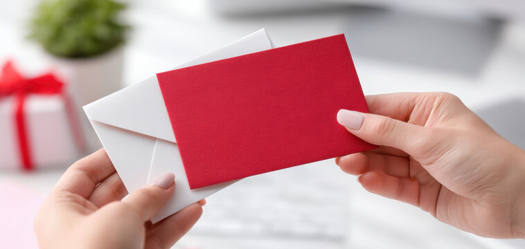 person holds red envelope and white envelope symbolizing employee appreciation day with thoughtful gesture