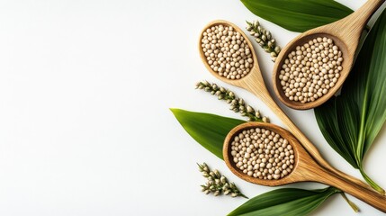 Sorghum Isolate and Natural Elements on White Background