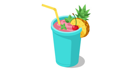 Refreshing tropical smoothie with fruit garnish in a cup  