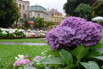 in the park there is an oversized purple
