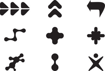 Abstract Black Shapes Arrow Icons UI Design Elements Set for Website or App