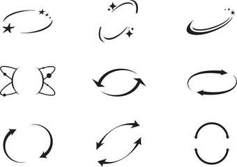 Collection of Swirling Arrows and Starburst Design Elements for Branding and Design Projects