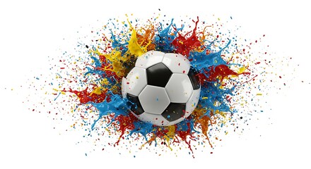 soccer ball with paint splash effect