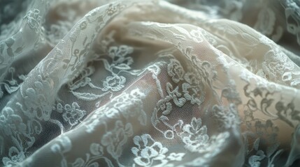 A macro shot of a delicate lace blouse with intricate patterns, illuminated by soft natural light to highlight the fine details and softness of the fabric