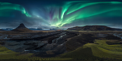 Rainbow aurora alien planet v23 8K VR 360 Equirectangular Spherical Panorama