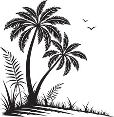 Palmyra Palm tree silhouette vector illustration
