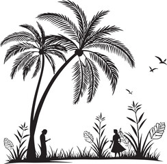 Palmyra Palm tree silhouette vector illustration
