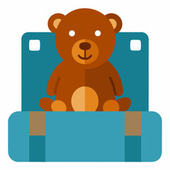 Old Teddy in a suitcase vector on white background.