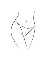 woman panties bikini black and white drawing