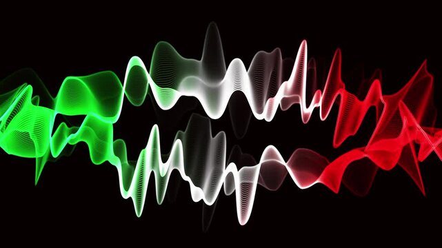 3d animation 2 lines white green red color pattern background collection of various colors of curved lines with interesting combinations.
