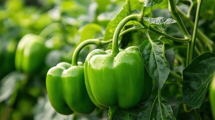 Fresh vegetable cultivation of bell peppers in eco-friendly farm rows
