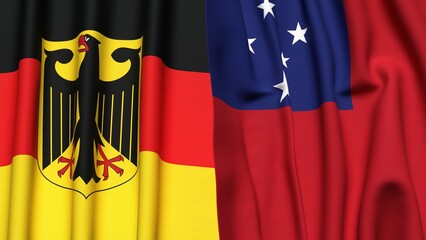 Flags of GERMANY and SAMOA with realistic cloth texture