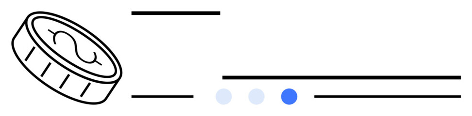 Coin representing money paired with progress bar and minimalist lines for growth, success, financial planning, or investment. Ideal for budget management, economy, online finance, UX concepts, simple