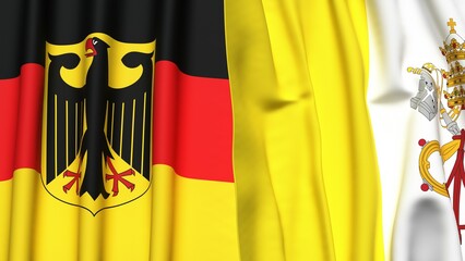 Flags of GERMANY and VATICAN with realistic cloth texture