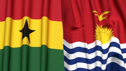Flags of GHANA and KIRIBATI with realistic cloth texture