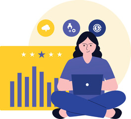 Woman Analyzing Graph With Laptop