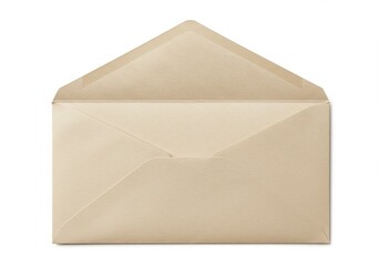 An open cream colored envelope is displayed against a stark white background in a studio shot view
