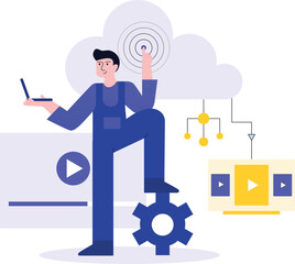 Man Clicking For Media Subscription